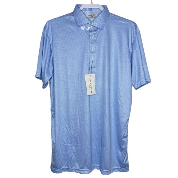 Collars & Co Polo Shirt Mens L Blue Houndstooth Golf Preppy Dress Collar NWT - Picture 2 of 9
